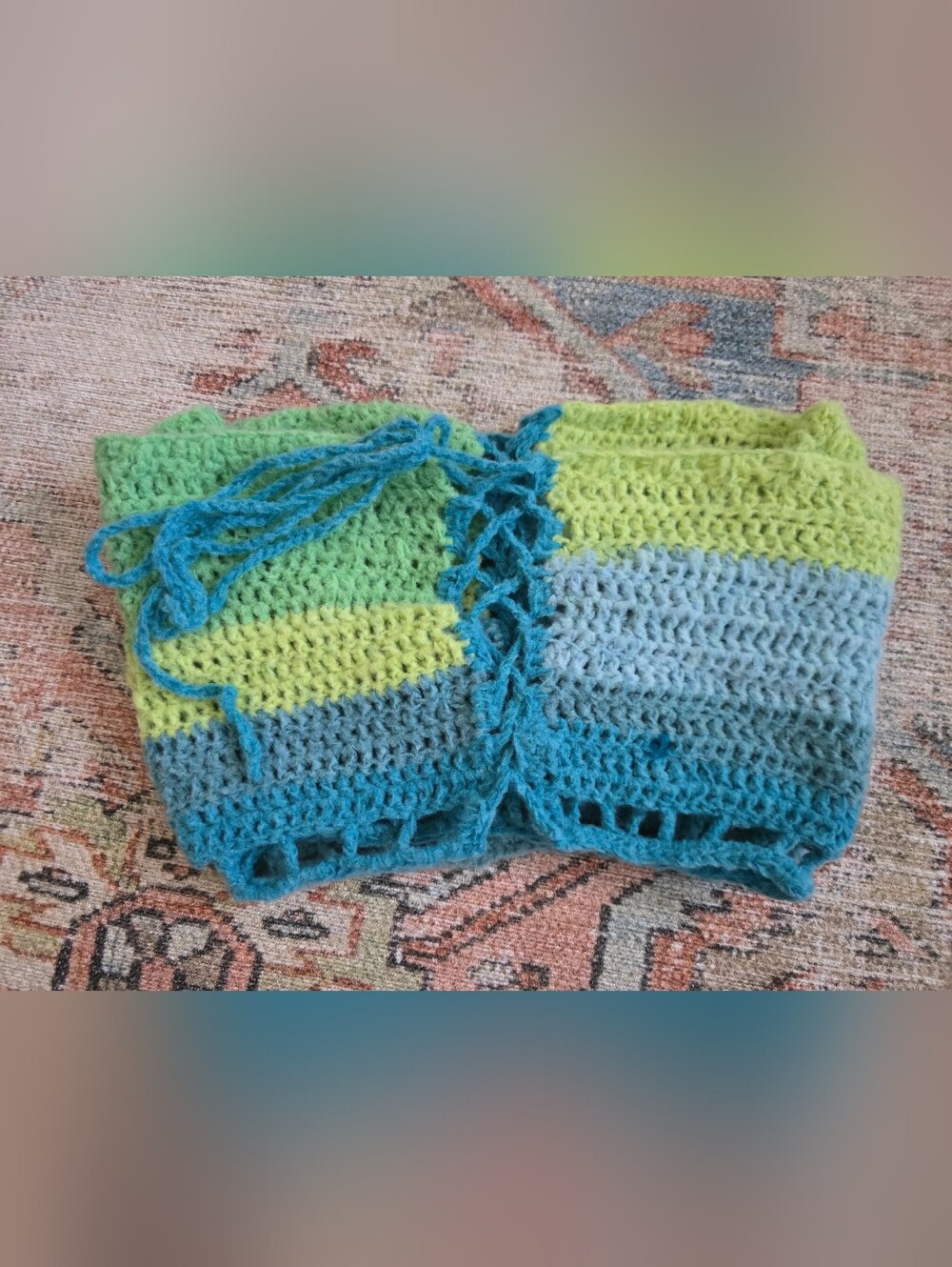 Handmade By Me Green And Blue Side Tie Booty Shorts - Picture 4 of 4
